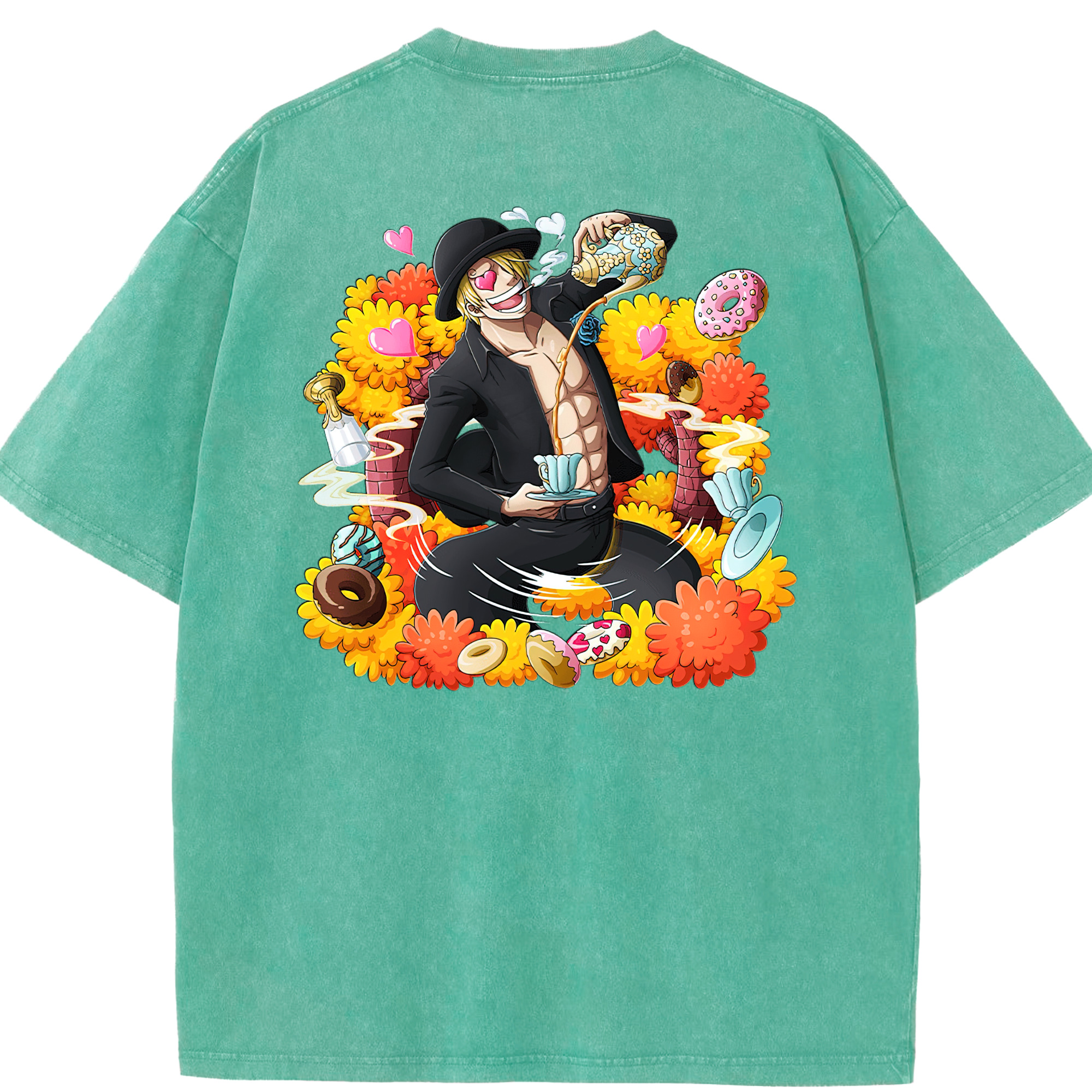 ワンピース サンジ ONE PIECE Sanji 綿100% ヴィンテージ風 半袖Tシャツ（背面プリント）